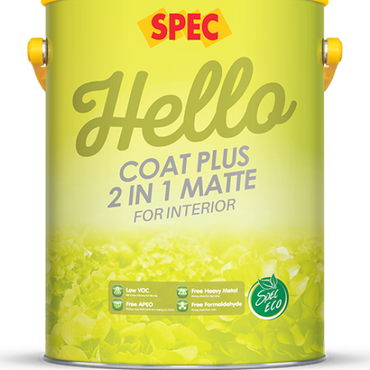 SPEC HELLO COAT PLUS 2 IN 1 MATTE FOR INTERIOR - SƠN NỘI THẤT 2 TRONG 1 CAO CẤP LÁNG MỊN