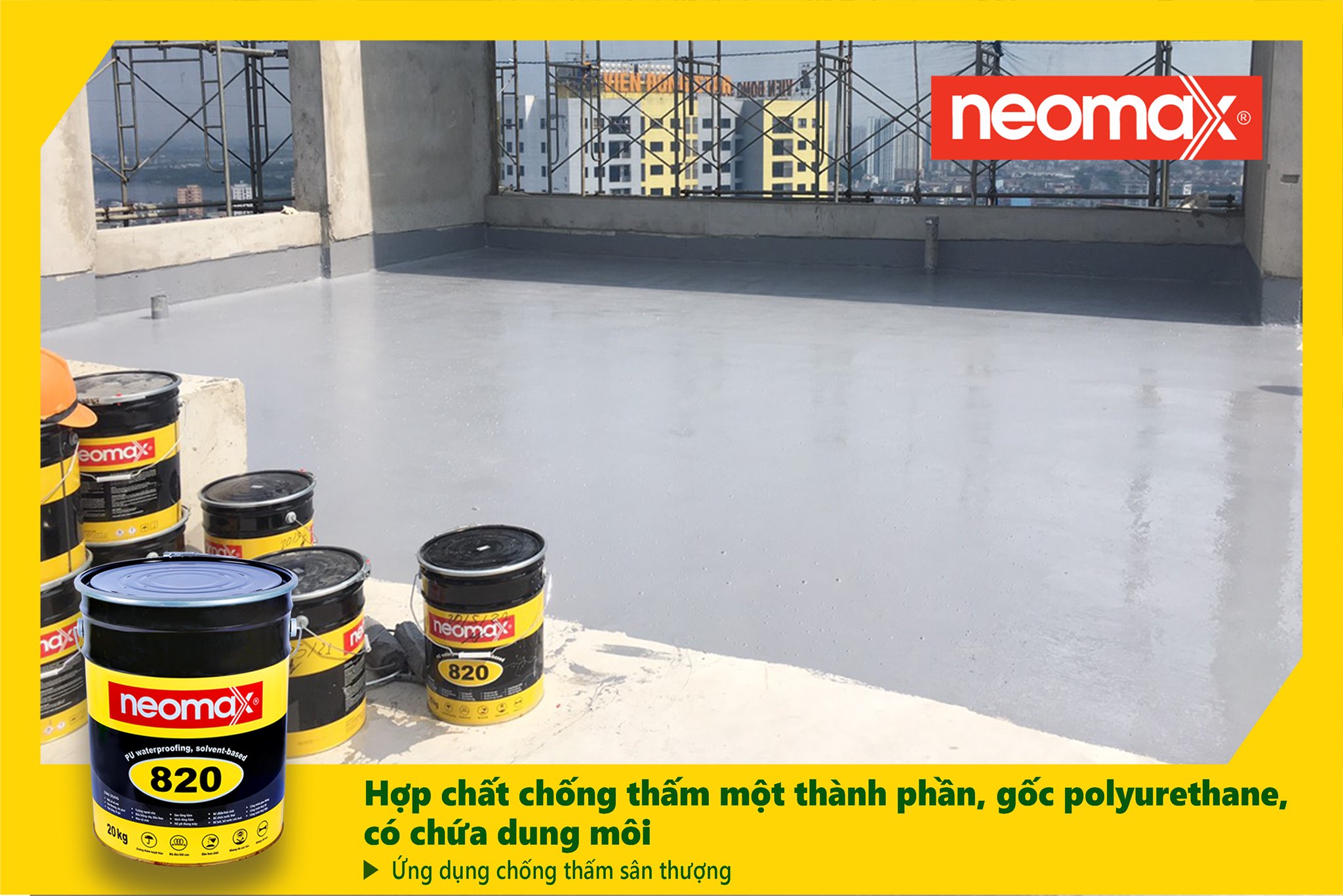 Neomax 820 ứng dụng chống thấm cho sân thượng