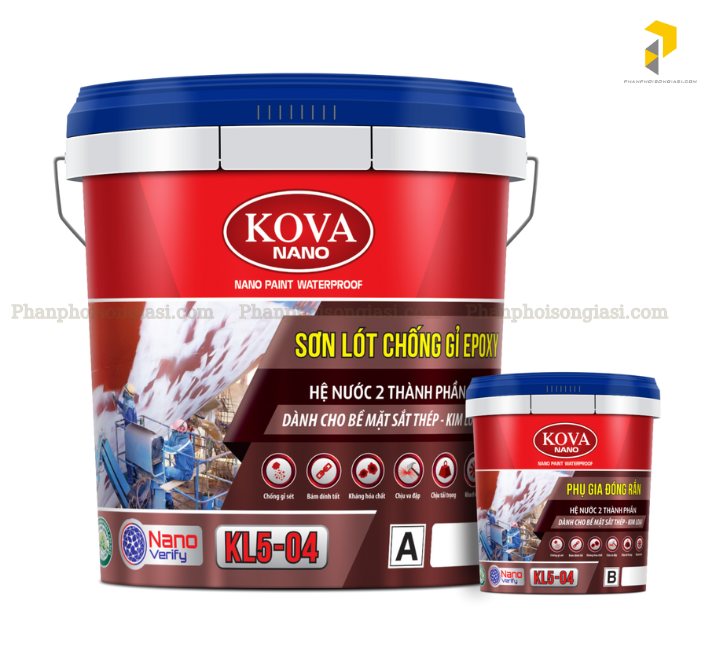 Sơn lót chống gỉ Epoxy hệ nước Kova Nano Kl5-04