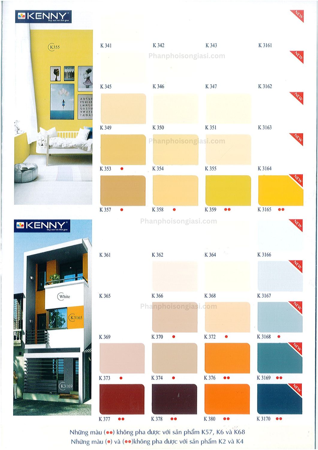Bảng màu sơn kenny mới nhất