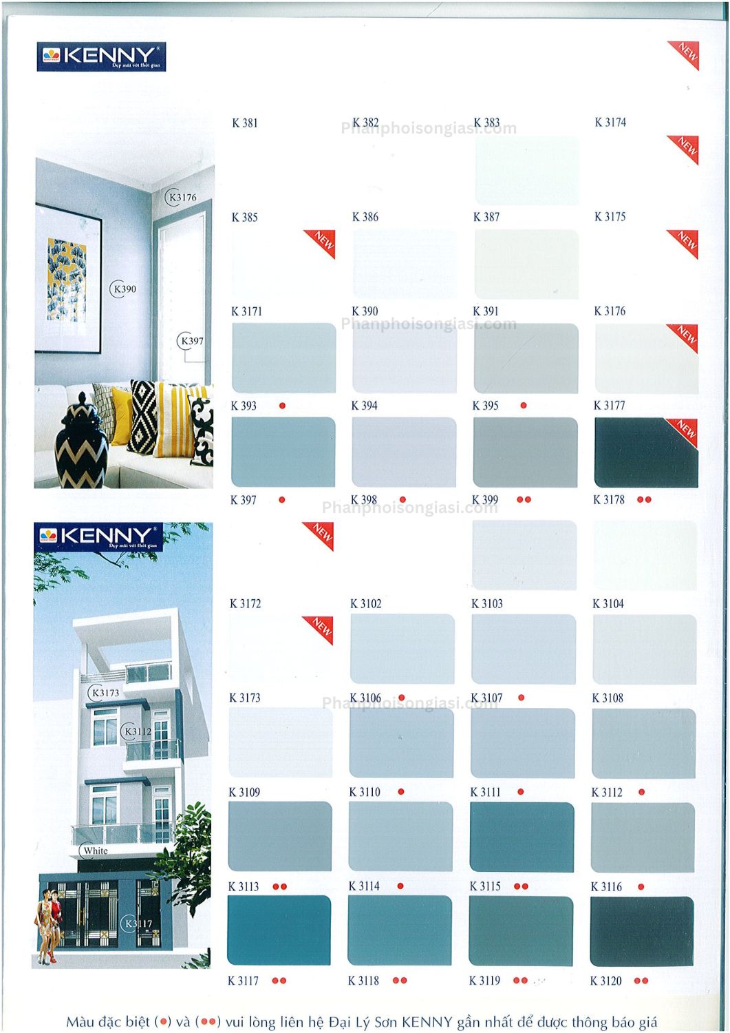Bảng màu sơn kenny mới nhất
