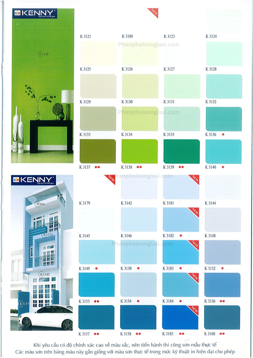 Bảng màu sơn kenny mới nhất