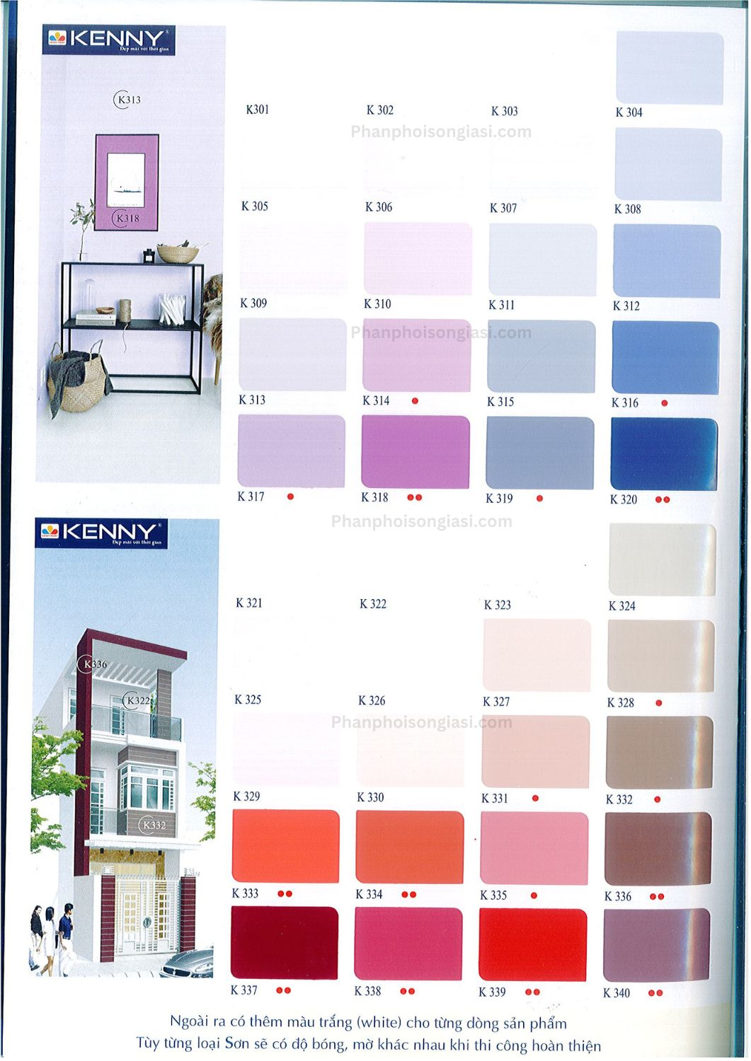 Bảng màu sơn kenny mới nhất