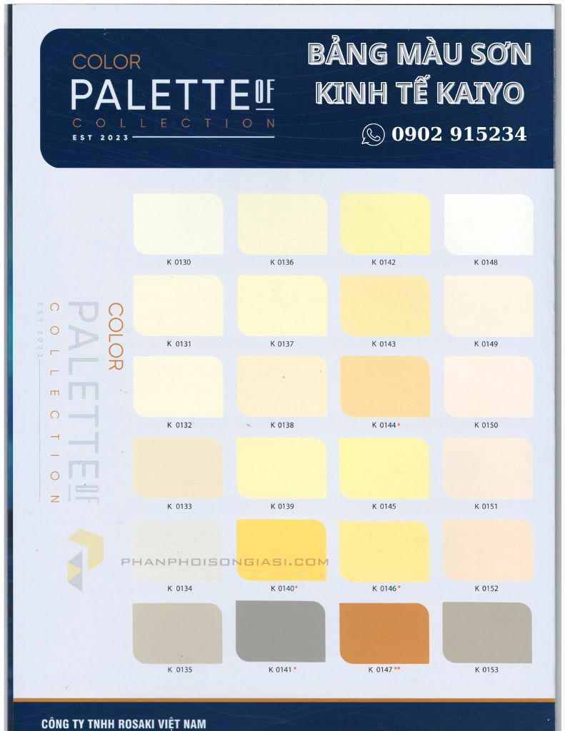 bảng màu sơn Kaiyo