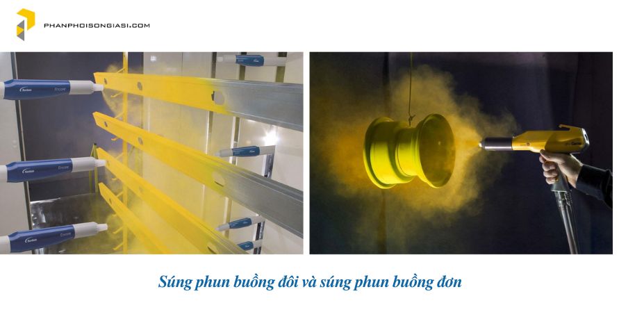 Súng phun buồng đôi và súng phun buồng đơn.