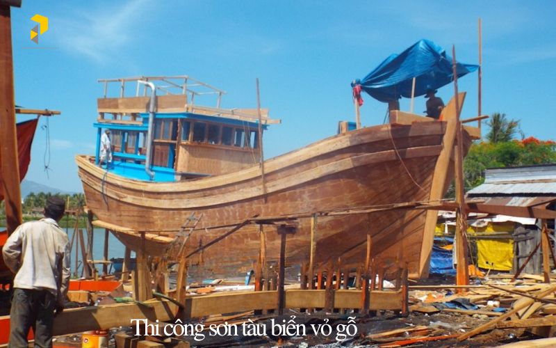 Thi công sơn tàu biển vỏ gỗ
