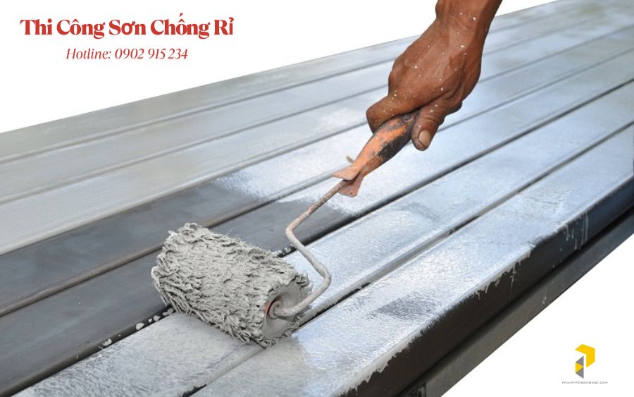 Các bước thi công sơn chống rỉ