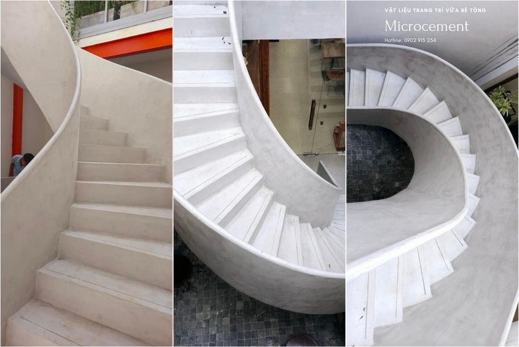 Vi xi măng Microcement ứng dụng cho cầu thang