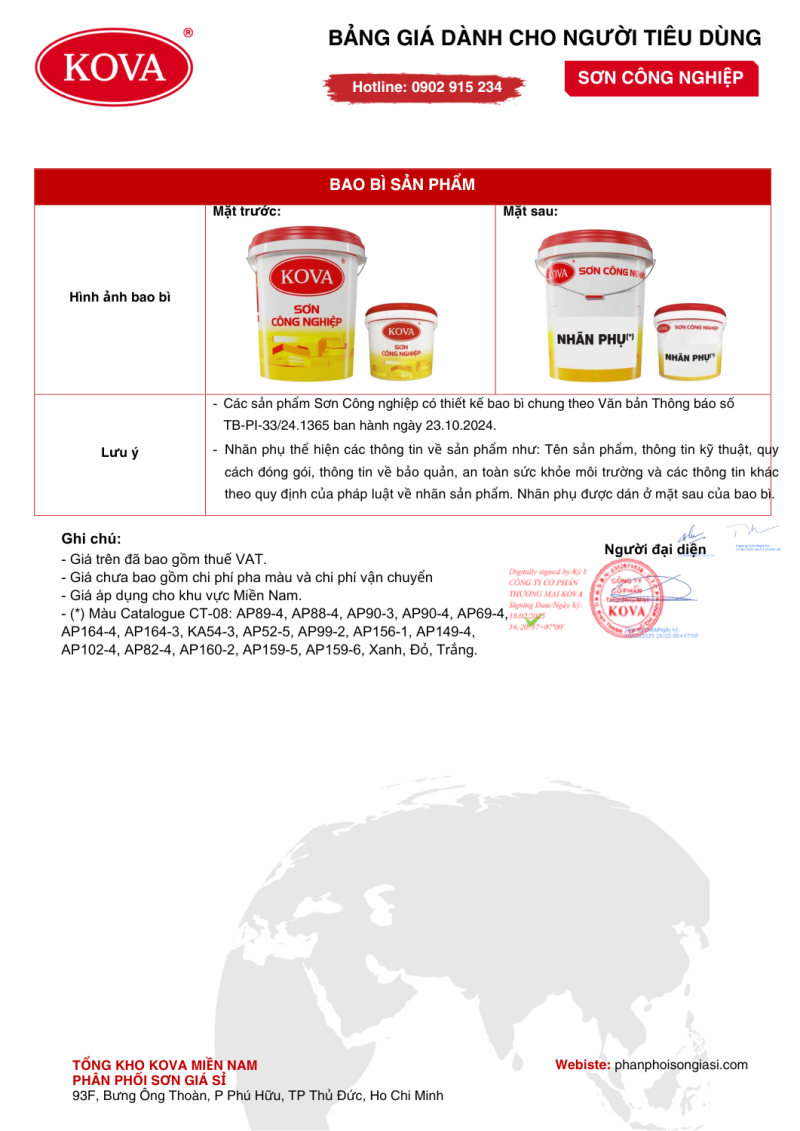 Bảng giá sơn công nghiệp Kova trang 5