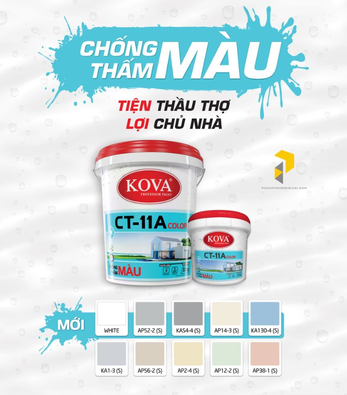 Chống thấm màu kova ct11-a color có mấy màu?