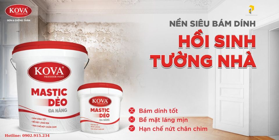 Hướng dẫn thi công Mastic dẻo KOVA Đa năng