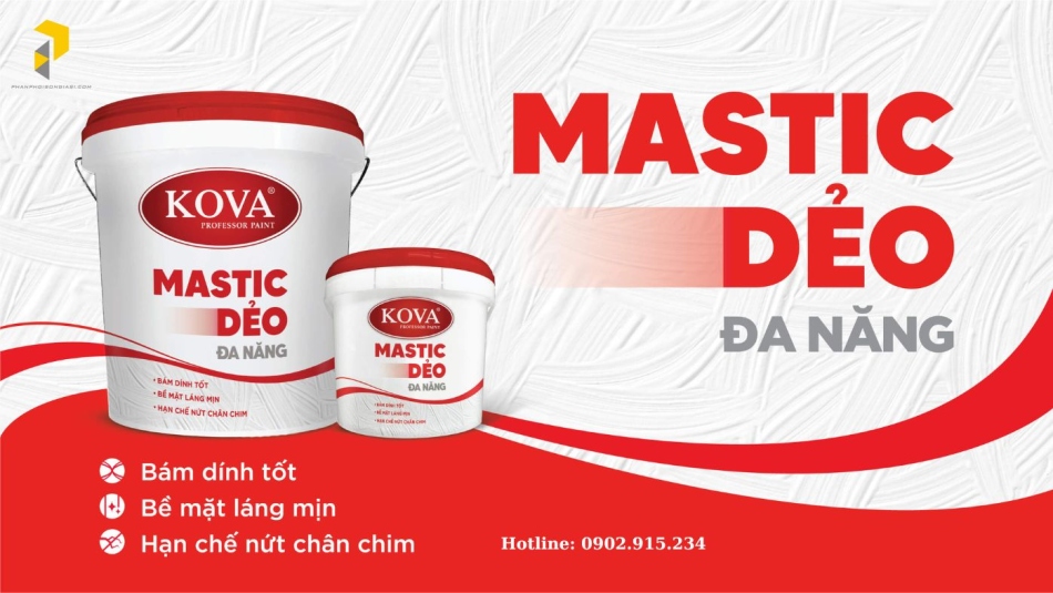 Đặc tính vượt trội của Mastic dẻo KOVA Đa năng