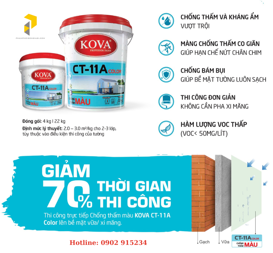 Đặc tính vượt trội chống thấm Kova CT-11A Color:
