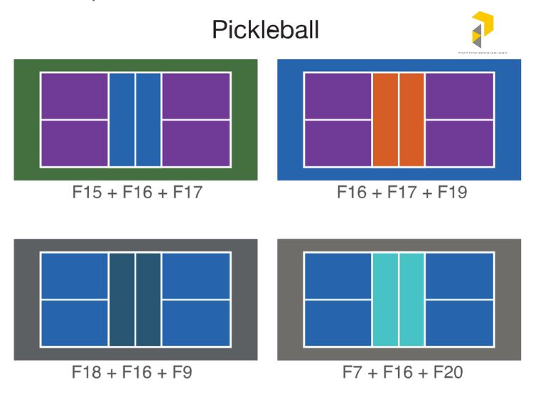 Một số mẫu phối màu phổ biến sân Pickleball