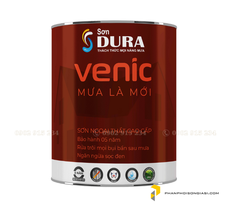 Venic mưa là mới - Sơn ngoại thất cao cấp chống bám bụi 5L