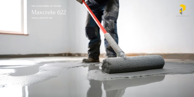 Thi công vữa tự san phẳng Maxcrete 622 1 thành phần
