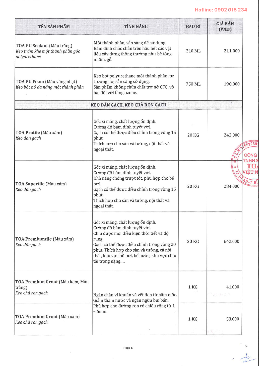 Bảng Báo Giá Sơn Toa cập nhật 2/1/2025 trang 6