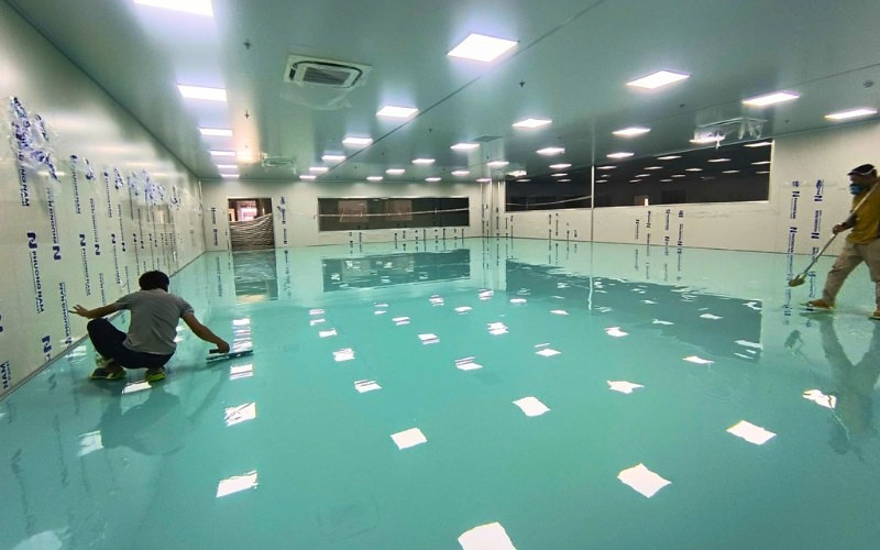 Sàn nhà xưởng epoxy sáng bóng, chống hóa chất, độ bền cao