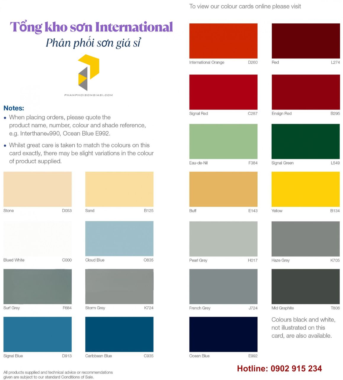 Bảng màu sơn công nghiệp international