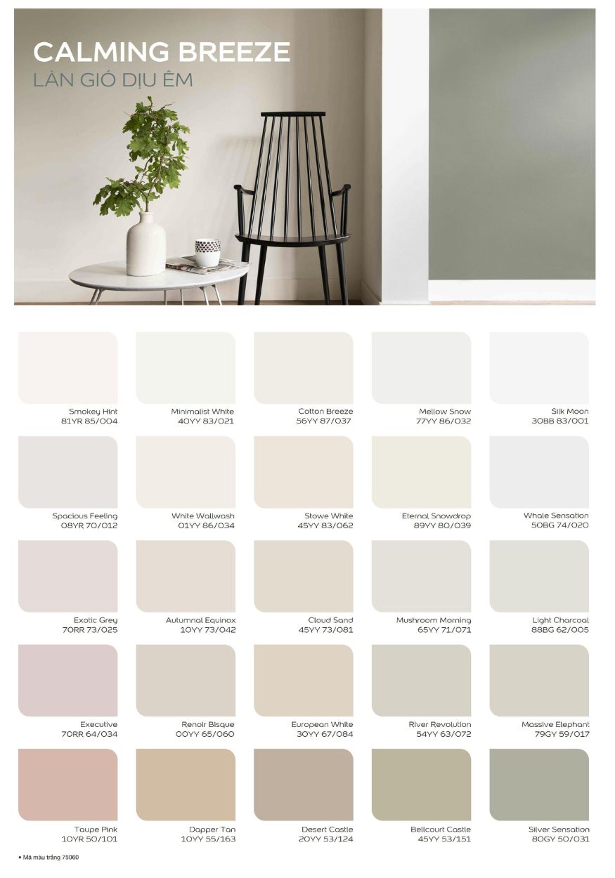 Bảng màu sơn nội thất Dulux air clean