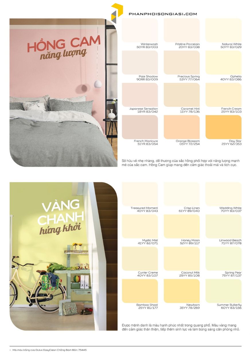 Bảng màu sơn nội thất dulux easyclean