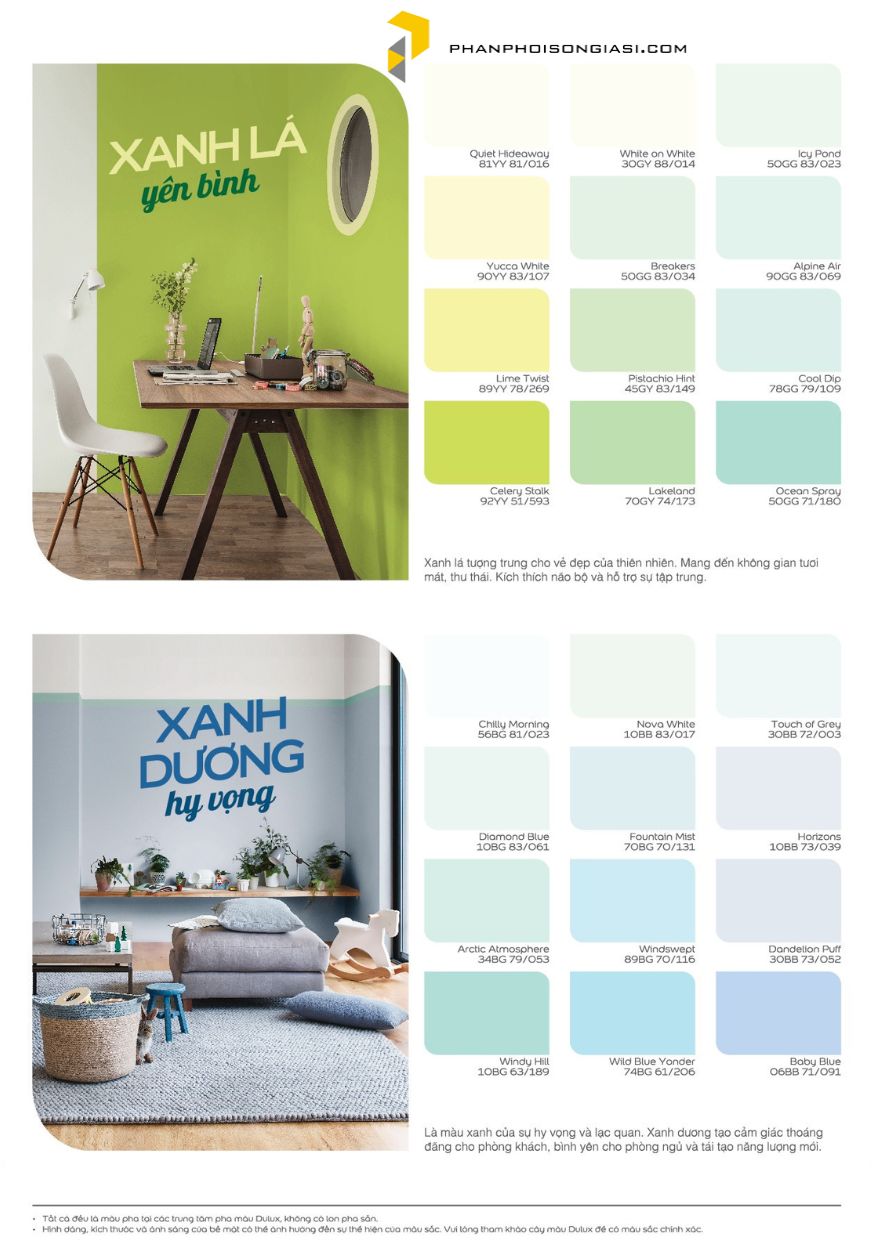Bảng màu sơn nội thất dulux easyclean