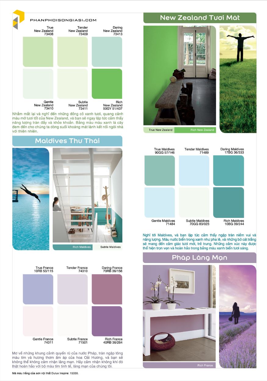 Bảng màu sơn nội thất Dulux Inspire Interior