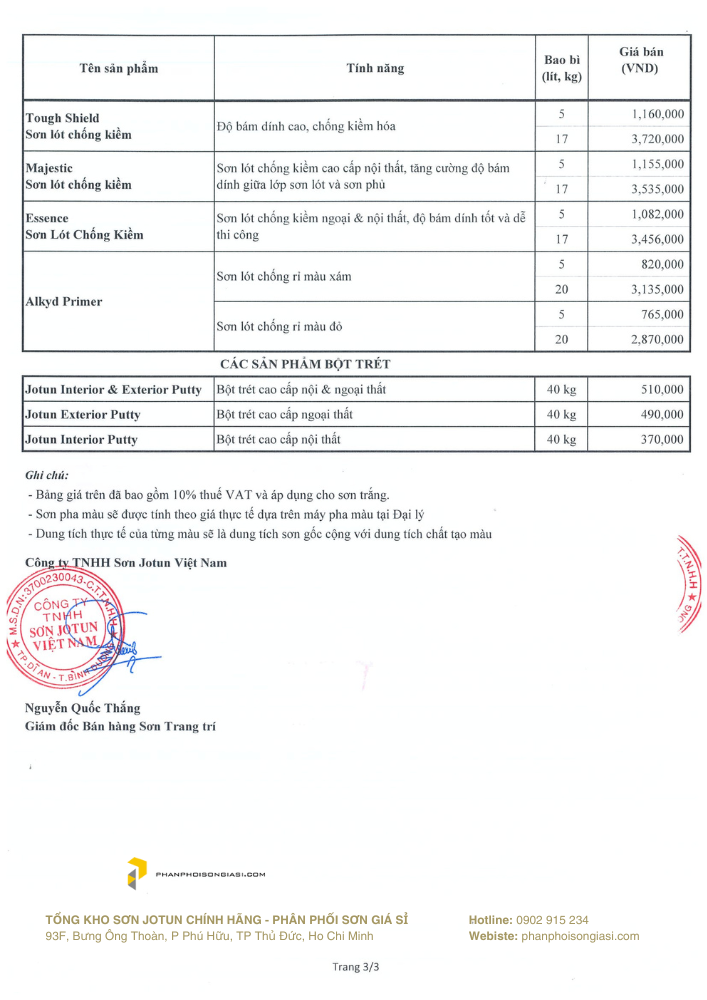 Bảng giá sơn jotun cập nhật 15/5/2025 trang 3