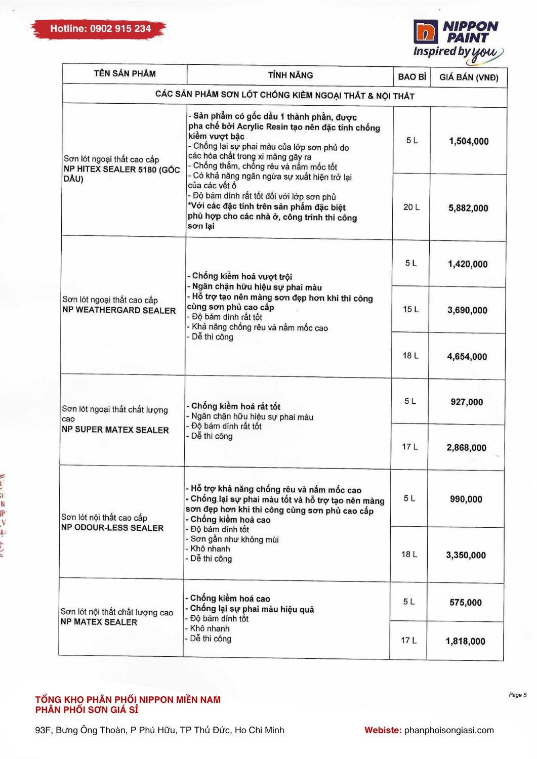 Bảng giá thị trường sơn nippon năm 2025 trang 5